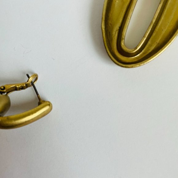 Vintage Transformer Brass Door Knocker Dangle Pierced Earrings 2 ¼” Long - Picture 6 of 6